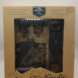 Adventure Out There Deluxe Flask Gift Set Black 4pc Drinkware Stainless Steel